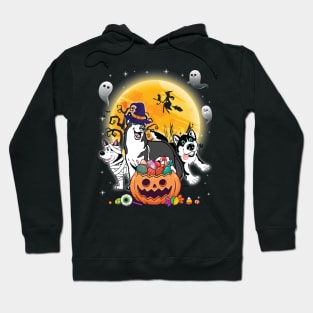 Alaskan Husky Dog Mummy Witch Moon Ghosts Happy Halloween Thanksgiving Merry Christmas Day Hoodie